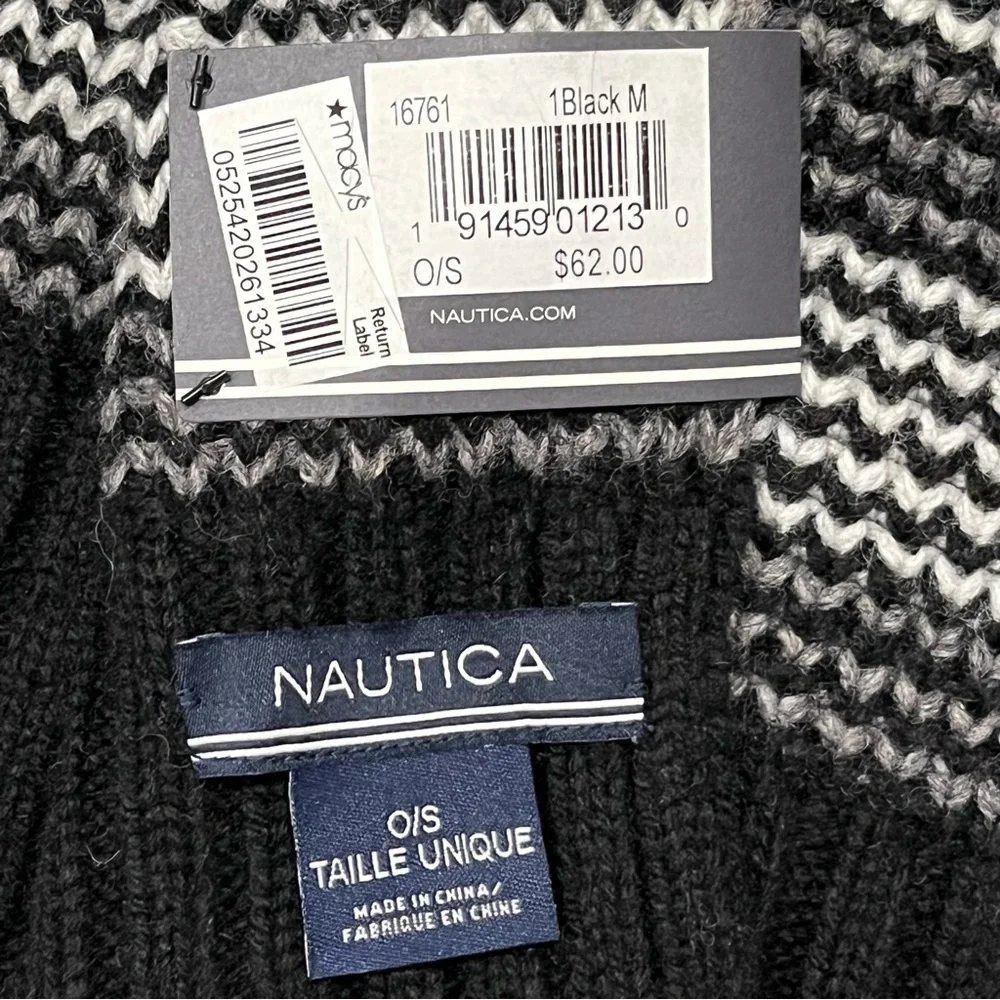 NEW Nautica Men’s Striped Wool Blend Scarf